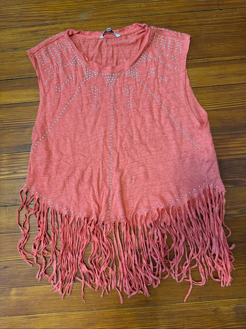 Rebecca Minkoff Coral Studded Fringe Tank Top size medium